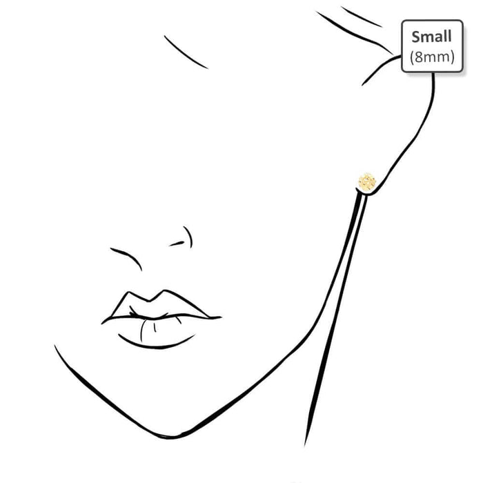 10K Gold Round Nugget Push Back Stud Earrings 8mm, 10mm, 15mm