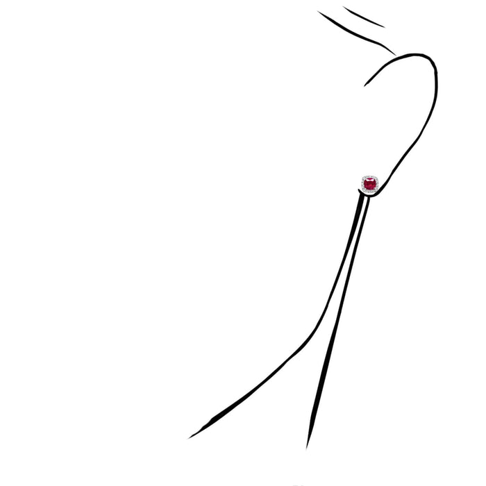 1.76CTW Natural Diamond 14K Yellow Gold White Rose Ruby Square Halo Earrings 7mm - WJD Exclusives