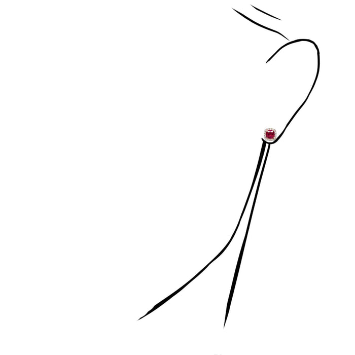 1.76CTW Natural Diamond 14K Yellow Gold White Rose Ruby Square Halo Earrings 7mm - WJD Exclusives