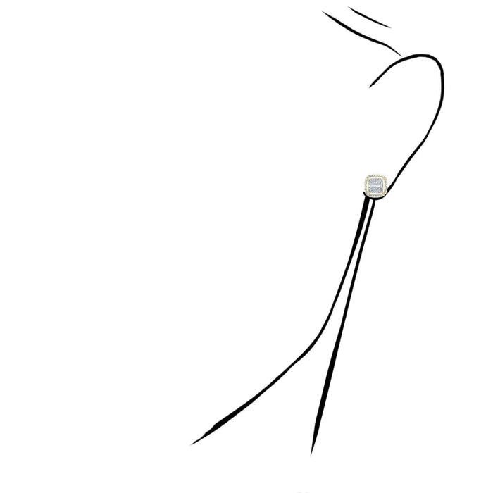 0.60CTW Natural Diamond 10K Gold Yellow White Baguette Square Stud Earrings 10mm - WJD Exclusives