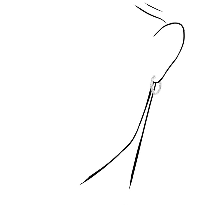 0.11CTW Natural Diamond Sterling Silver Inside Outside Hinged Hoop Earrings 20mm - WJD Exclusives