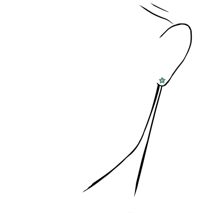 14K White Gold Diamond-Cut Color Gemstone Little Star Screw Back Stud Earrings