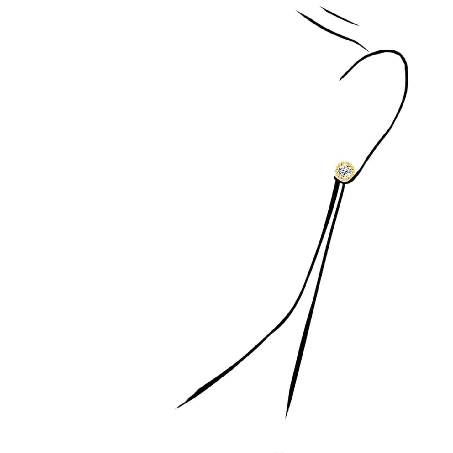 2.00CTW Lab-Grown Diamond 14K Real Gold Yellow White Rose Flower Stud Earrings