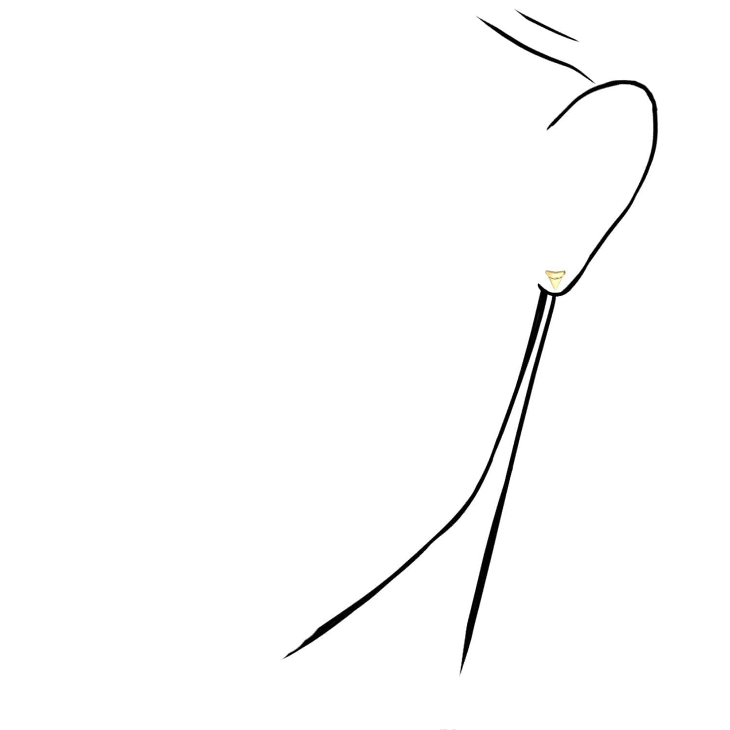 14K Real Gold Shark Tooth Stud Push Back Earrings 6mm