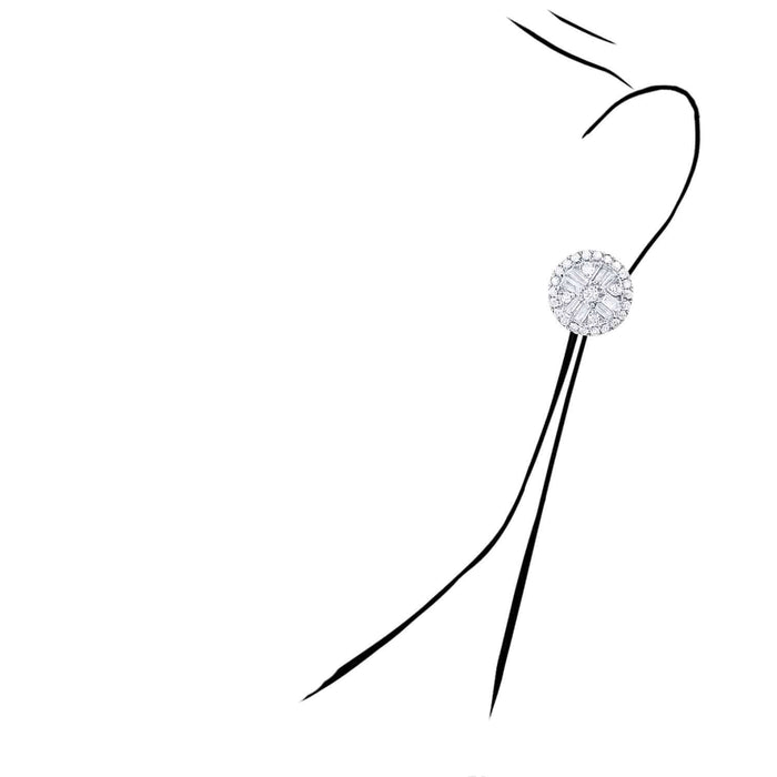 0.50CTW Natural Diamond Baguette Round 10K Gold Yellow White Stud Earrings 25mm - WJD Exclusives