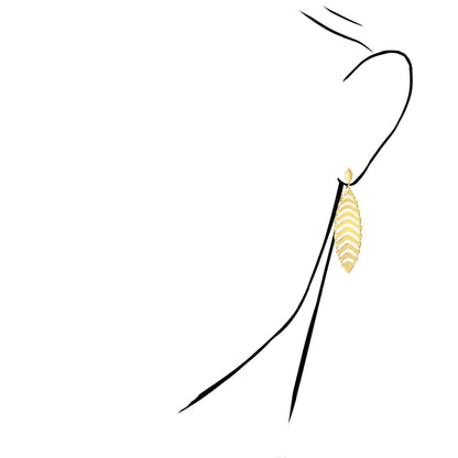 14K Gold Diamond-Cut Leaf Push Back Earrings 53mm