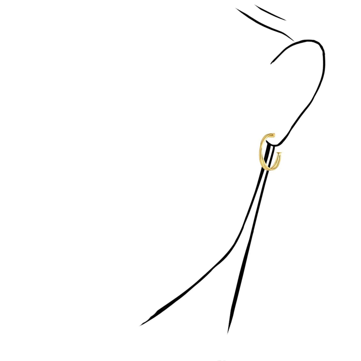 14K Real Gold Interlinked Hoop Earrings 15mm-23mm