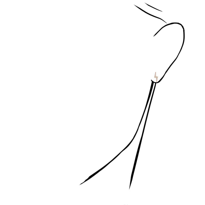 14K Gold Yellow Rose CZ Lightning Bolt Stud Push Back Earrings - WJD Exclusives