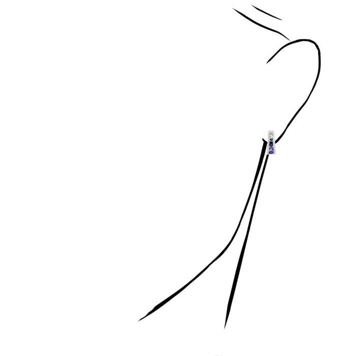 1.80CTW Natural Diamond & Multicolor Sapphire 14K White Gold Hoop Earrings - WJD Exclusives