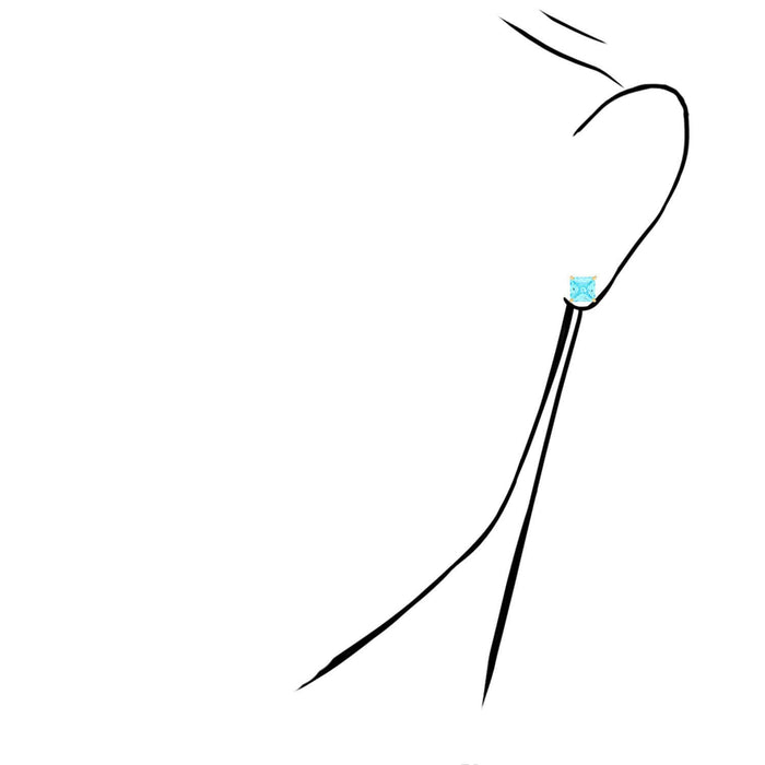 4Ct. T.W Princess-Cut Birthstone 14K Yellow Gold Screw Back Stud Earrings