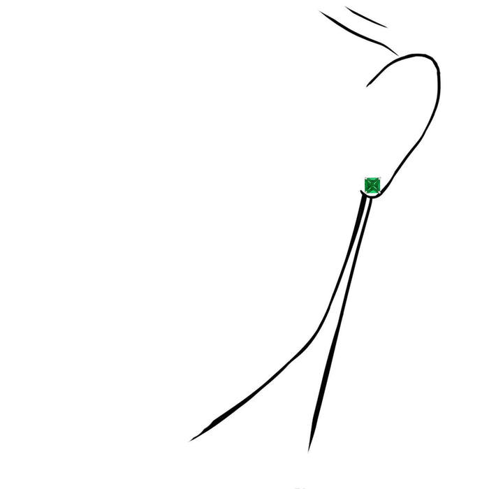 4Ct. T.W Princess-Cut Birthstone 14K White Gold Screw Back Stud Earrings