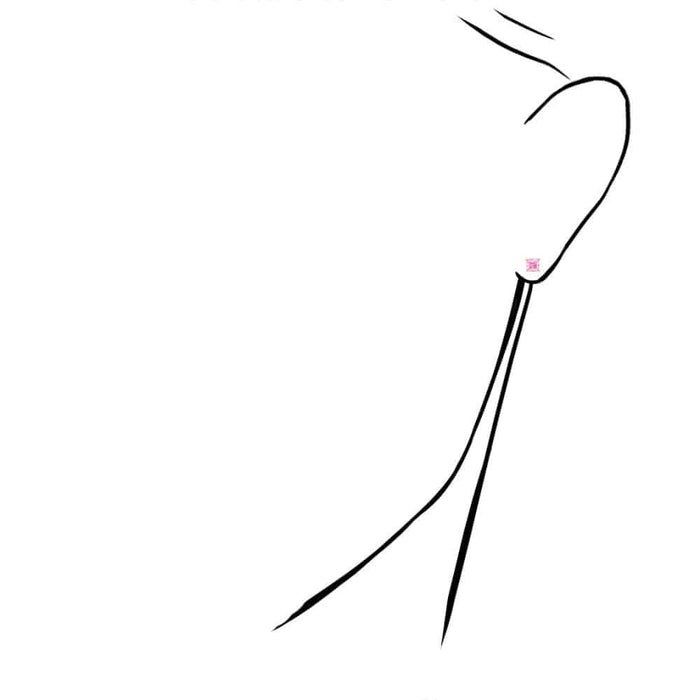 14k Yellow Gold 5mm Princess Birthstone Square Stud Push Back Earrings