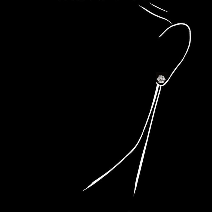 1.50CTW CZ 14K White Gold Round Flower Cluster Stud Earrings