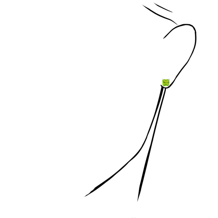 4Ct. T.W Princess-Cut Birthstone 14K White Gold Screw Back Stud Earrings