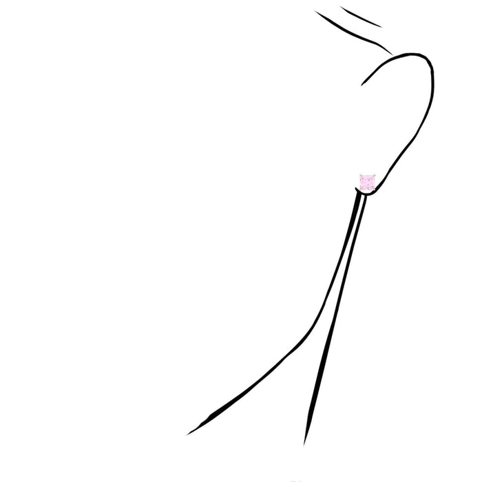 4Ct. T.W Princess-Cut Birthstone 14K White Gold Screw Back Stud Earrings