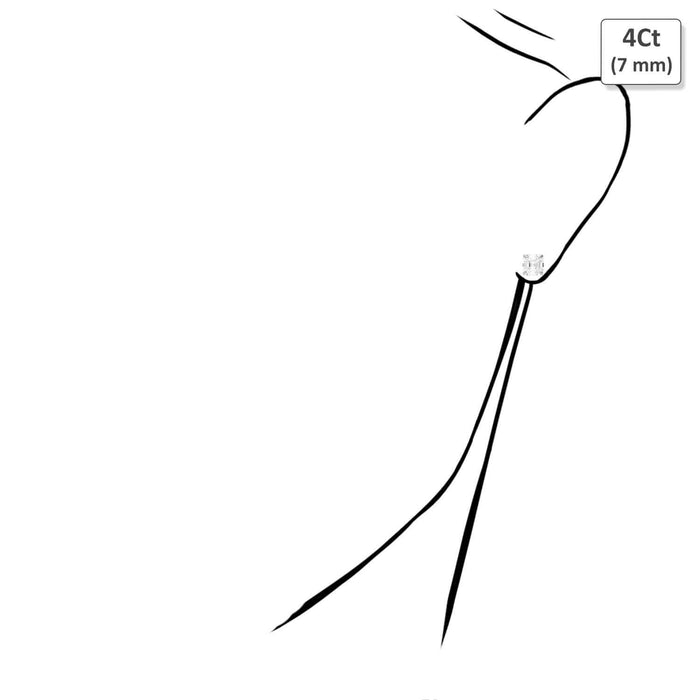 14K White Gold Asscher-Cut CZ Push Back Stud Earrings 1.5Ct-6Ct