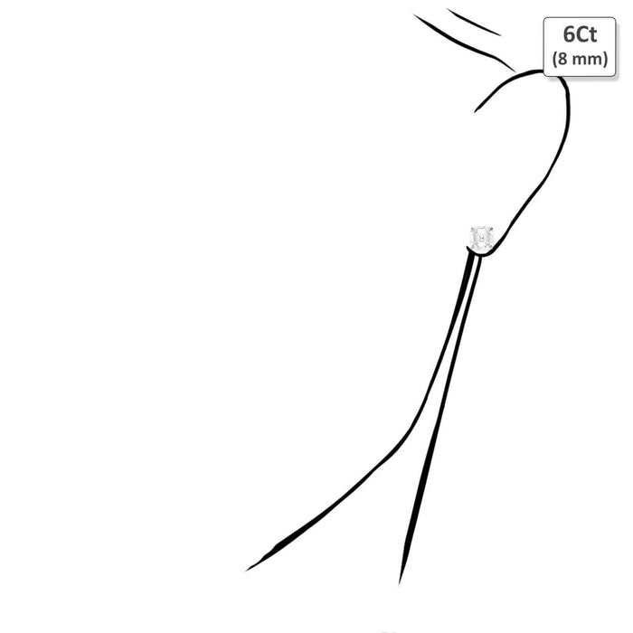 14K White Gold Asscher-Cut CZ Push Back Stud Earrings 1.5Ct-6Ct