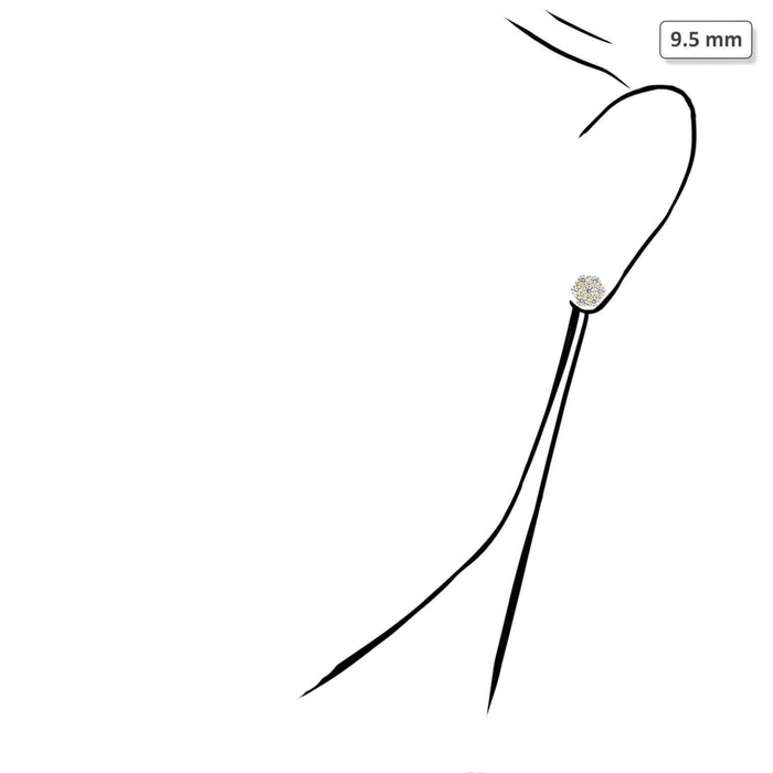 10K Gold Round CZ Flower Cluster Stud Earrings 8.5-10.5mm