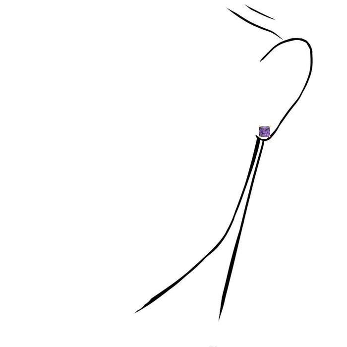 4Ct. T.W Princess-Cut Birthstone 14K Yellow Gold Screw Back Stud Earrings