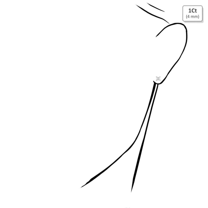 925 Sterling Silver Princess-Cut CZ Solitaire Screw Back Stud Earrings 0.5CT-6CT