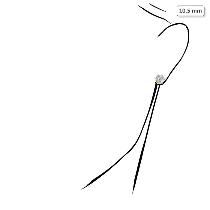 10K Gold Round CZ Flower Cluster Stud Earrings 8.5-10.5mm