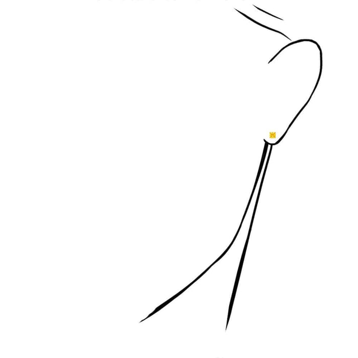 14k Yellow Gold 4mm Princess Birthstone Square Stud Push Back Earrings