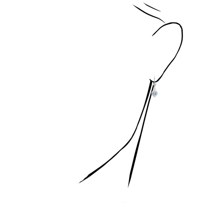 14K White Gold Halo Heart Birthstone Dangle Leverback Earrings