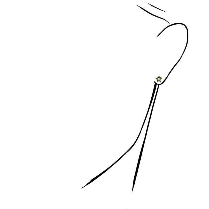 14K Yellow Gold Diamond-Cut Color Gemstone Little Star Stud Earrings