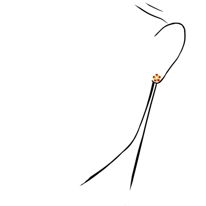 Kids 14K Gold White Pink Blue Green Red Purple Yellow Flower Stud Earrings