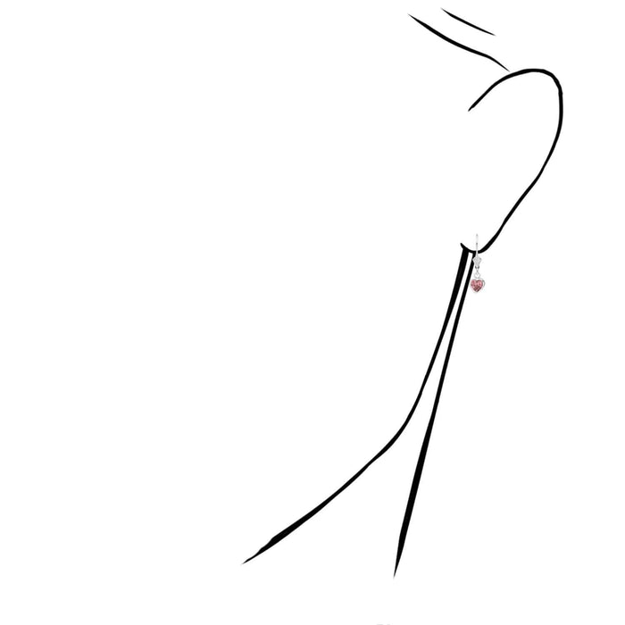 14K White Gold Bezel Heart Birthstone Leverback Dangle Earrings 5mm