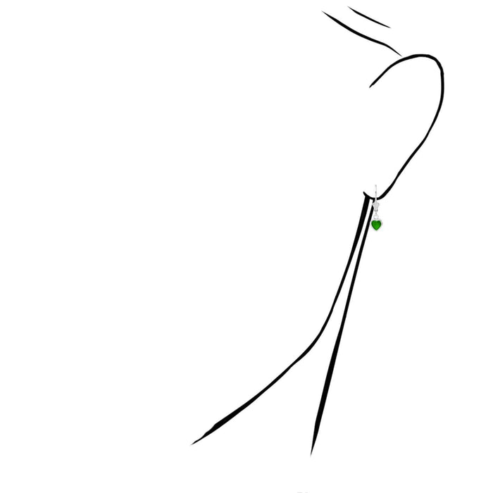 14K White Gold Bezel Heart Birthstone Leverback Dangle Earrings 5mm