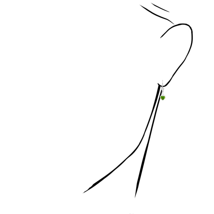 14K White Gold Bezel Heart Birthstone Leverback Dangle Earrings 5mm