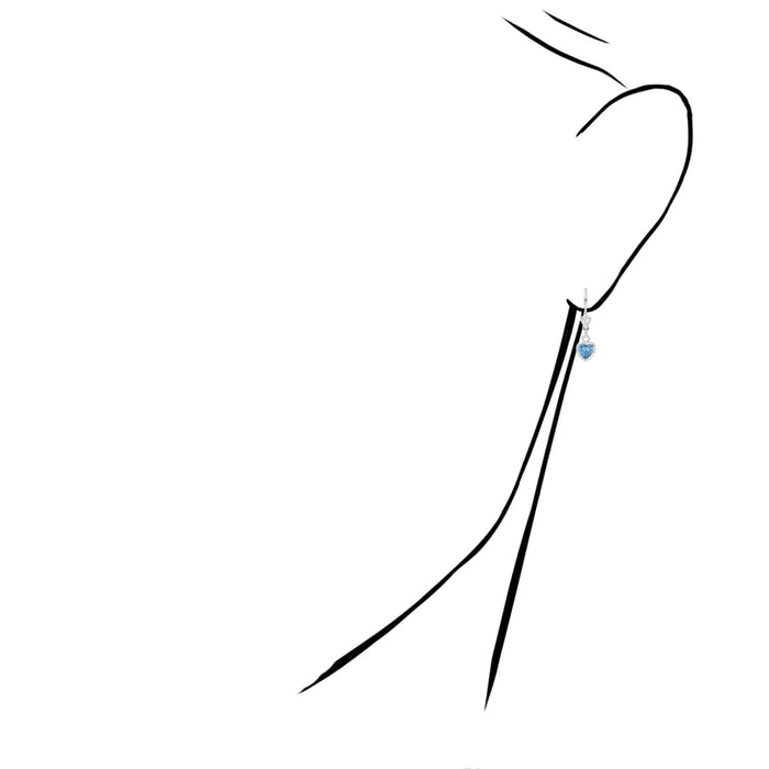 14K White Gold Bezel Heart Birthstone Leverback Dangle Earrings 5mm