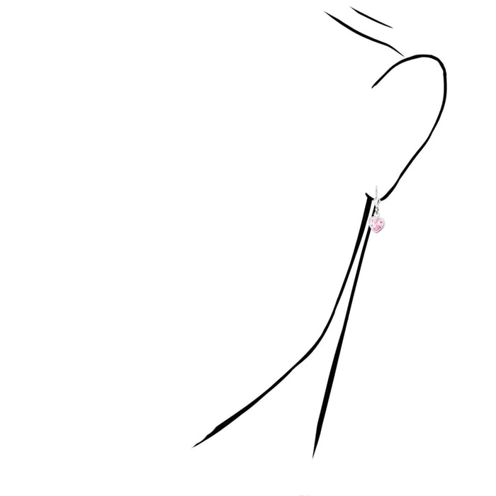 14K White Gold Bezel Heart Birthstone Leverback Dangle Earrings 5mm