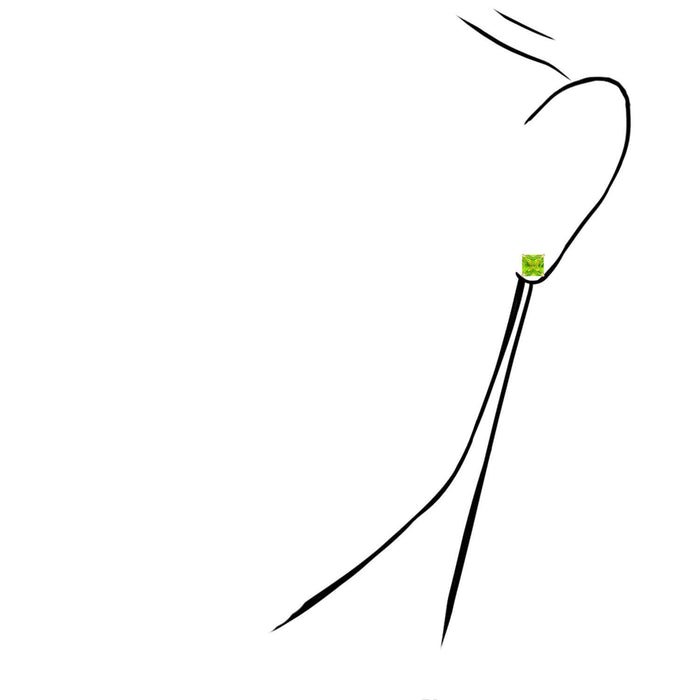 4Ct. T.W Princess-Cut Birthstone 14K Yellow Gold Screw Back Stud Earrings