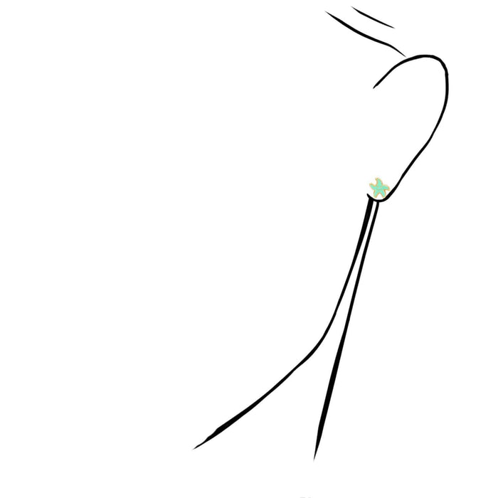 Kids 14K Yellow Gold Blue Pink Red Green Enamel Starfish Stud Earrings