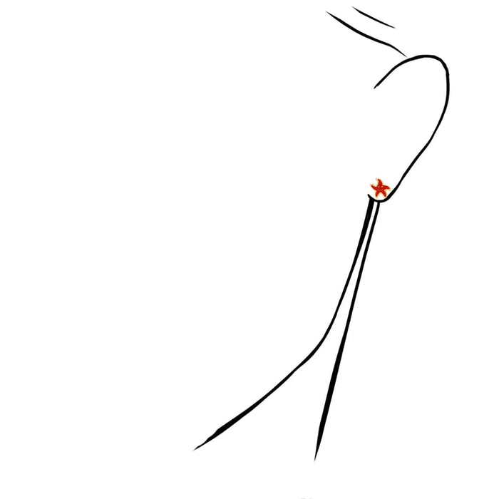 Kids 14K Yellow Gold Blue Pink Red Green Enamel Starfish Stud Earrings