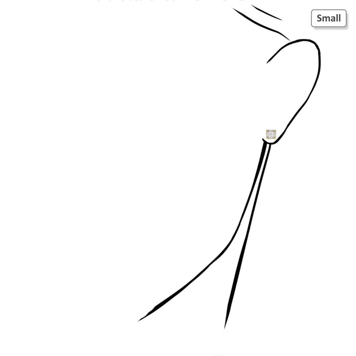 10K Yellow Gold Natural Diamond 3D Square Screw Back Stud Earrings 0.10CT-15CT