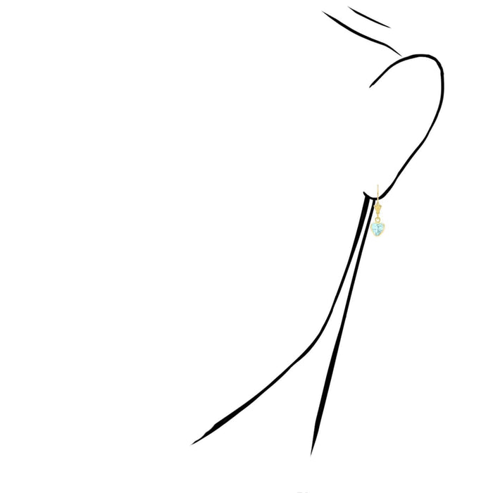 14K Yellow Gold Bezel Set Birthstone Heart Leverback Dangle Earrings 6mm