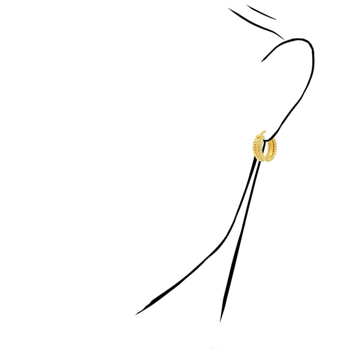 14K Yellow Gold Layered 7mm Twisted Rope Hoop Earrings 20mm