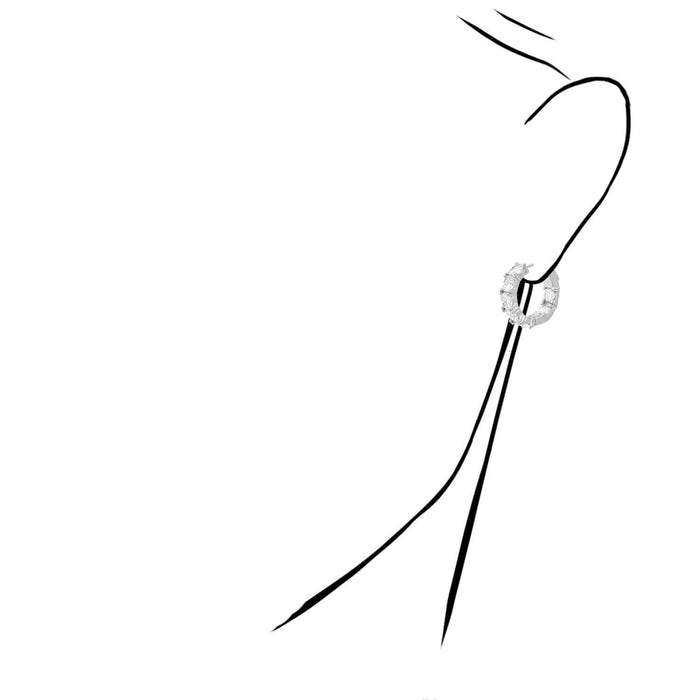 Yellow White Gold Over Silver CZ Huggie Hoop Earrings 22mm