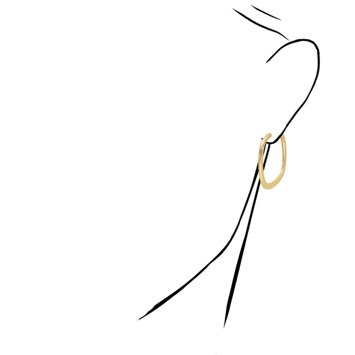 10K Gold Flat Tube Square Hoop Earrings 40mm