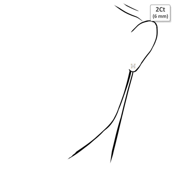 14K Yellow Gold Asscher-Cut CZ Push Back Stud Earrings 1.5Ct-6Ct