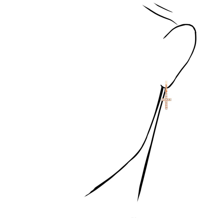 0.35CTW Natural Diamond 14K Gold Dangling Cross Hoop Earring 30mm - WJD Exclusives