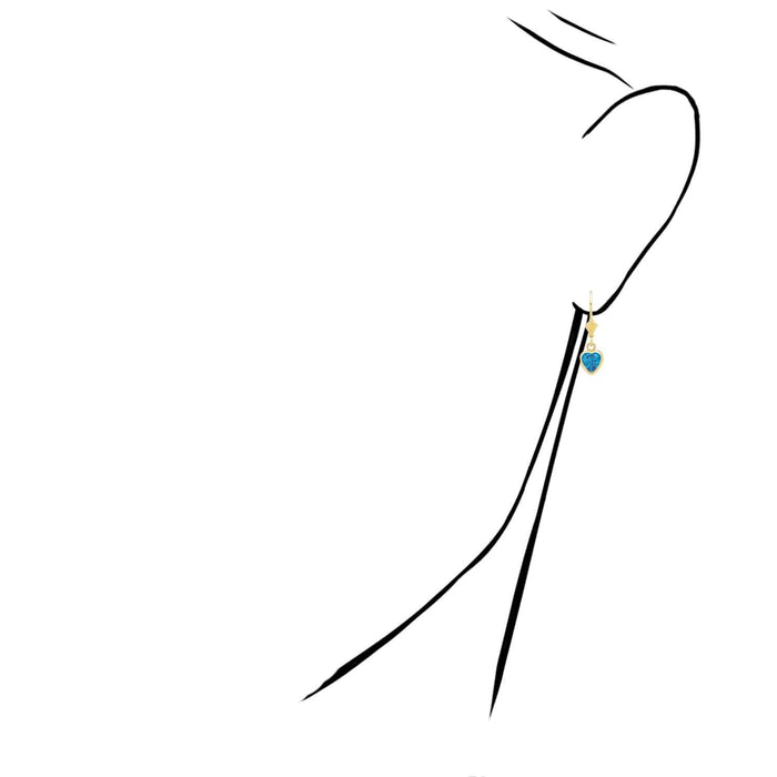 14K Yellow Gold Bezel Set Birthstone Heart Leverback Dangle Earrings 6mm