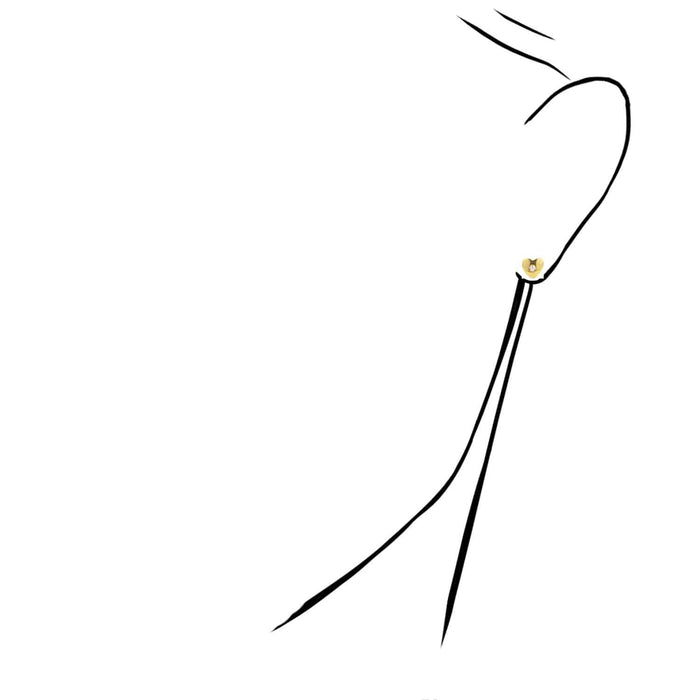 14K Yellow White Gold White Zircon Heart Screw Back Stud Kids Earrings 6mm