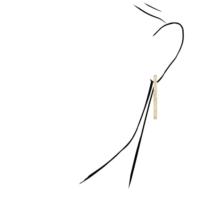 14K Gold Eternity Round CZ Channel Set Hoop Earrings 1.57"-2.17"