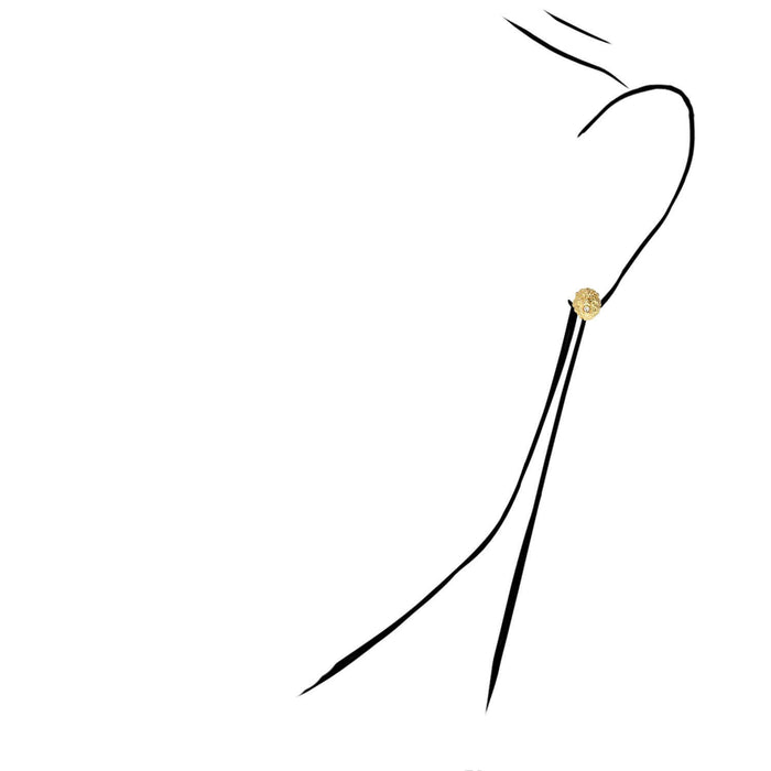 10K Gold Diamond-Cut White Zirconia Lion Head Stud Earrings