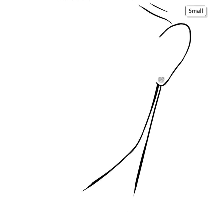 10K Gold Micro Pave Natural Diamond Square Stud Earrings 0.10Ct -0.40Ct