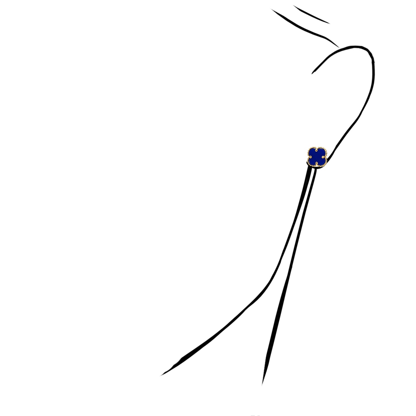 14K Yellow Gold Clover Gemstone Stud Earrings Bezel Set